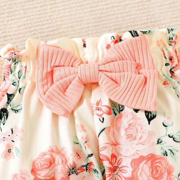 Charming 4-Piece Newborn Baby Girl Clothes Set: Romper, Floral Pants & Headband - Picture 6 of 7